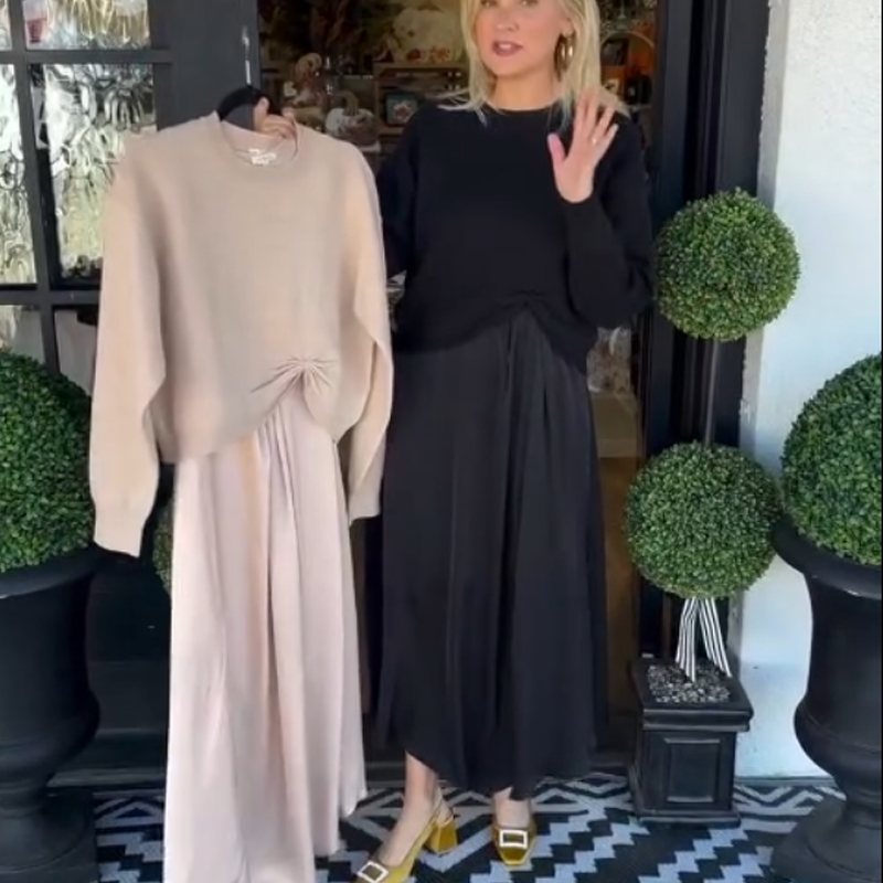 Élégant ensemble 2 pièces pour femmes : haut Twist-Knot et robe longue