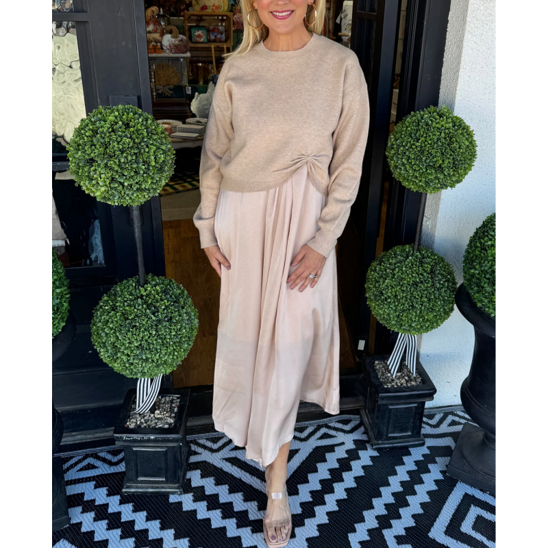 Élégant ensemble 2 pièces pour femmes : haut Twist-Knot et robe longue