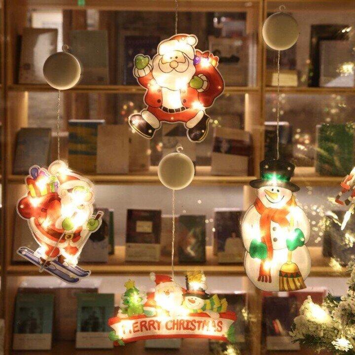 🎄✨ Guirlandes Lumières pour Fenêtre de Noël – Motifs de Noël Variés, Création d'Ambiance Douce & Usages Multiples (Idéales pour Décorations de Noël !)