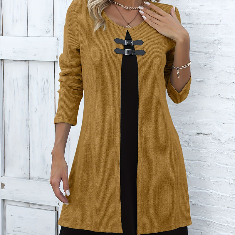 Robe deux pièces fausse A-line mi-longue pour femme