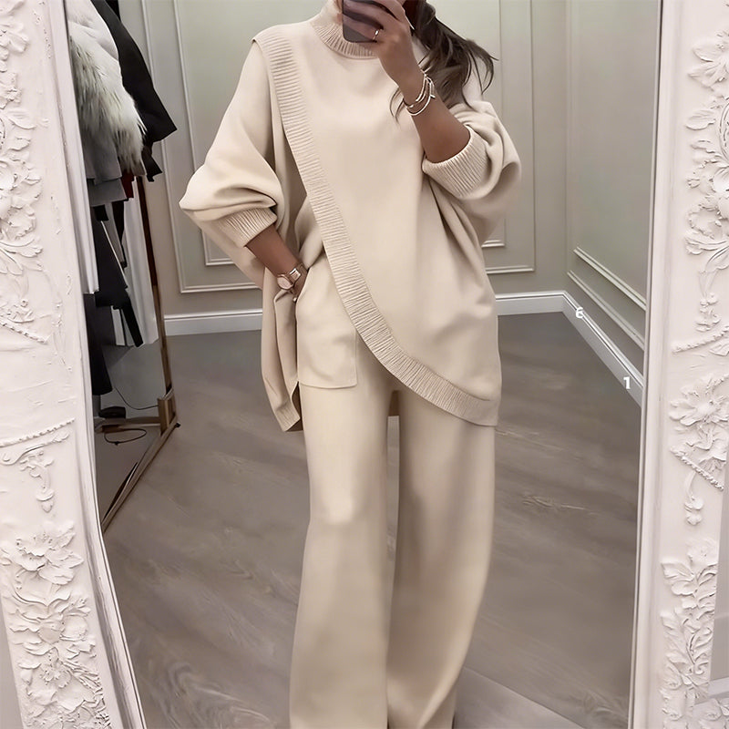 🔥 59 % DE RÉDUCTION ! NOUVEAU ! Ensemble 2 pièces femme – Pull asymétrique + pantalon large, coupe ample et tissu doux, ultra confortable 👚✨ ✅ Livraison gratuite