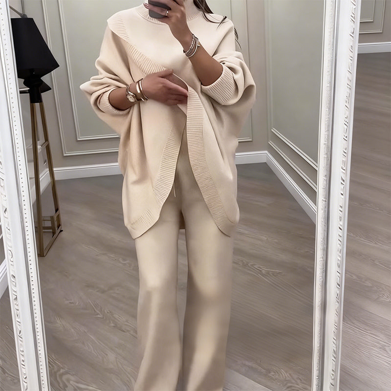🔥 59 % DE RÉDUCTION ! NOUVEAU ! Ensemble 2 pièces femme – Pull asymétrique + pantalon large, coupe ample et tissu doux, ultra confortable 👚✨ ✅ Livraison gratuite