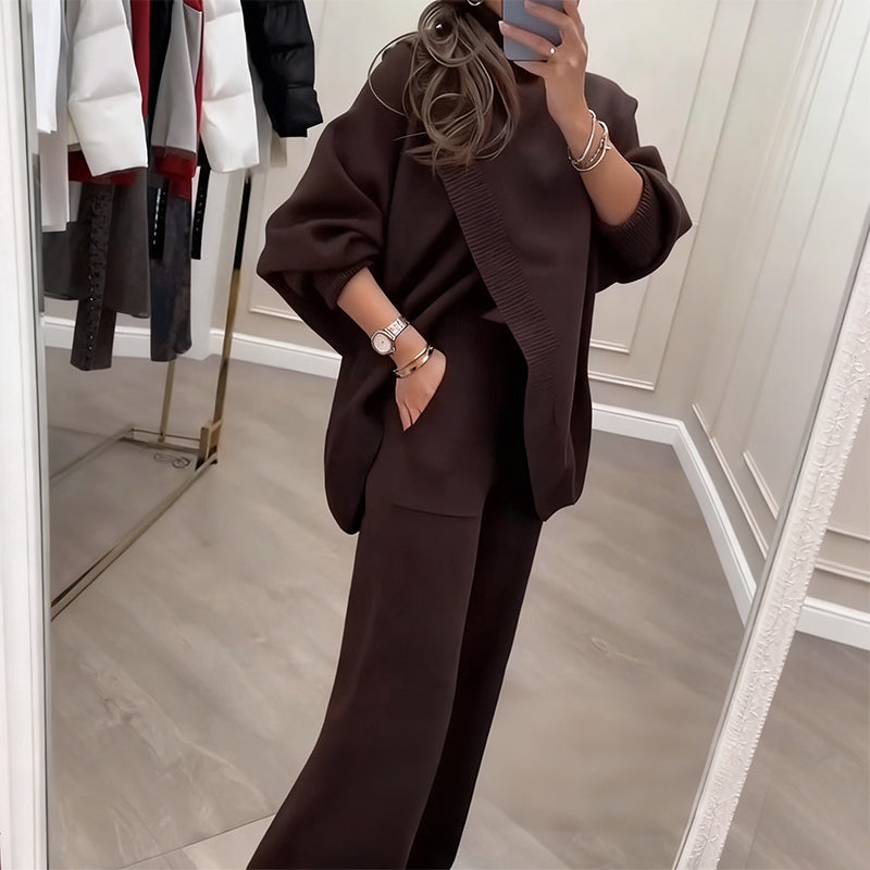 🔥 59 % DE RÉDUCTION ! NOUVEAU ! Ensemble 2 pièces femme – Pull asymétrique + pantalon large, coupe ample et tissu doux, ultra confortable 👚✨ ✅ Livraison gratuite