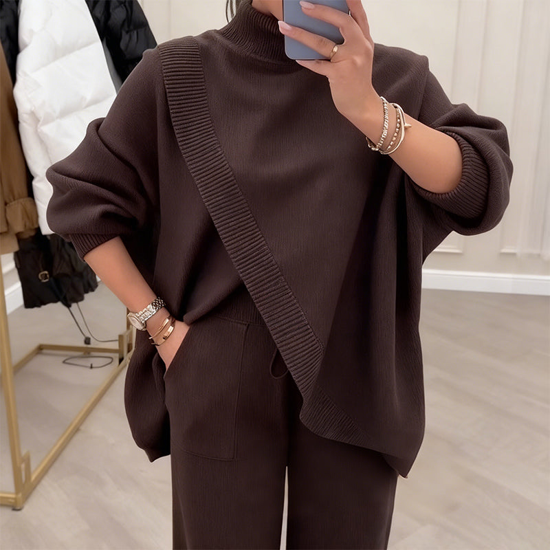 🔥 59 % DE RÉDUCTION ! NOUVEAU ! Ensemble 2 pièces femme – Pull asymétrique + pantalon large, coupe ample et tissu doux, ultra confortable 👚✨ ✅ Livraison gratuite