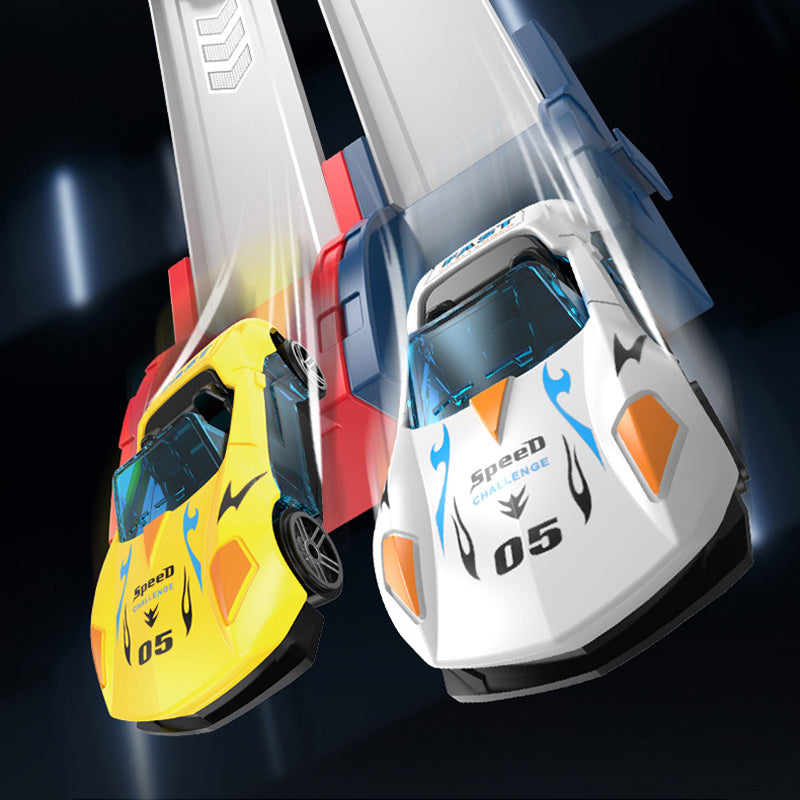 🏎️Que la course commence !⚡Deux fois plus de piste, deux fois plus de plaisir🏆Pas besoin de piles, juste de la vitesse pure ! - ✨【Ensemble de piste de course avec double lanceur de voitures pour enfants】✨