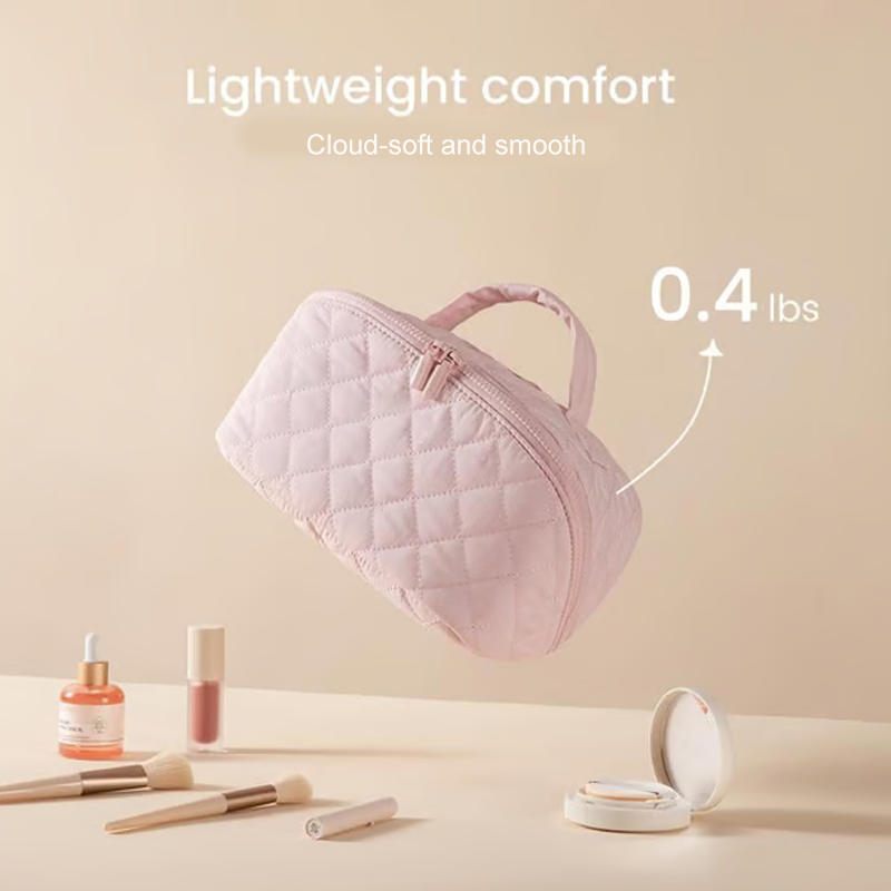 🔥 50% DE RÉDUCTION ! ✨ Trousse de Maquillage Grande Capacité - Pochette Amovible, Design Matelassé Élégant, Idéale pour Voyage 💄🧳