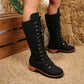 Bottes à lacets montant jusqu'aux genoux avec fermeture éclair pour femmes