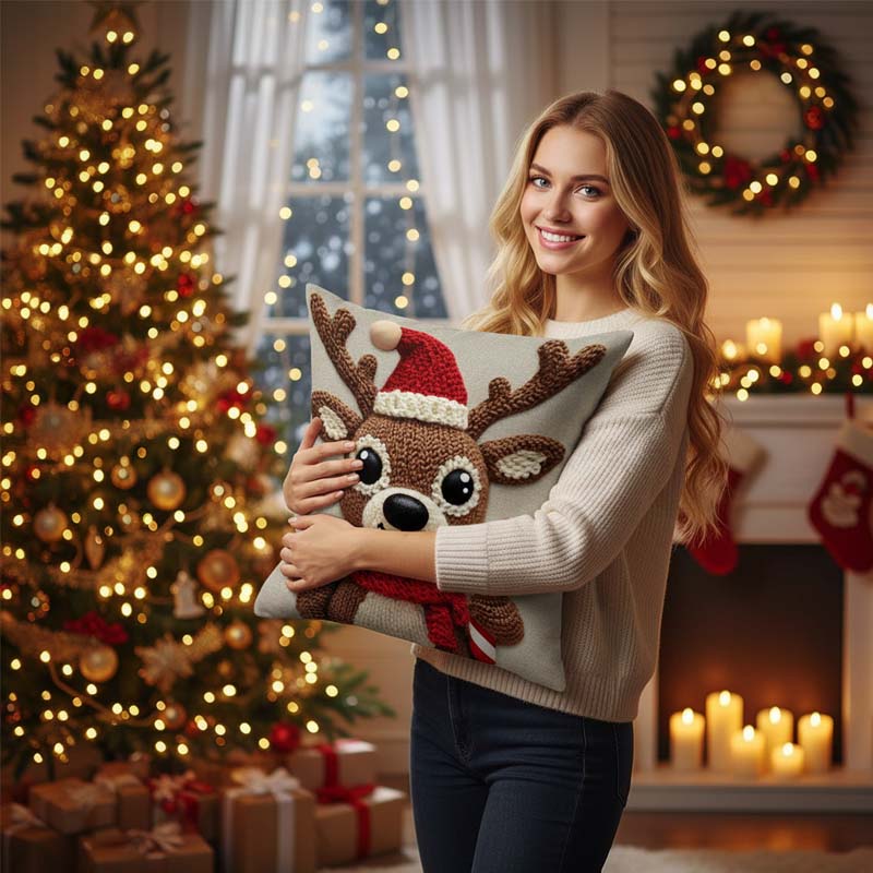 📢📢50% DE RÉDUCTION !!! 🎅Housse de coussin festive avec motif de Noël