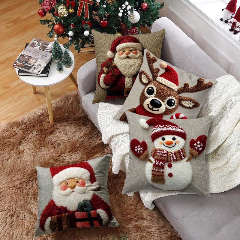 📢📢50% DE RÉDUCTION !!! 🎅Housse de coussin festive avec motif de Noël
