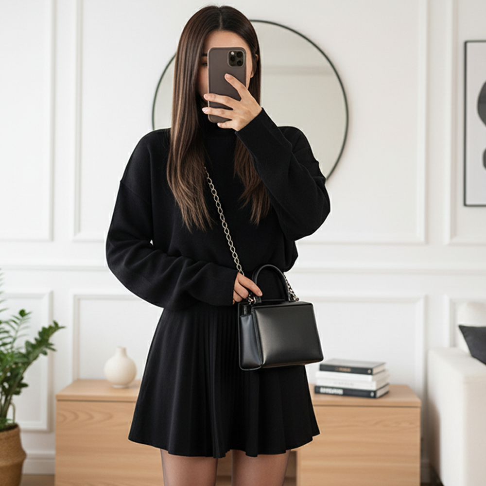 Mini-robe chic à taille cintrée et coupe trapèze