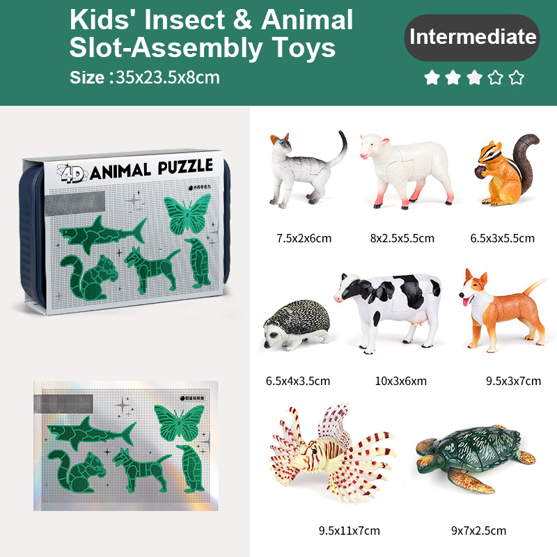 🔥 50% DE RÉDUCTION ! ✨ Jouets Assemblage Insectes & Animaux - 3 Niveaux de Difficulté, Matériaux Non Toxiques, Pédagogique 🎨⚙️