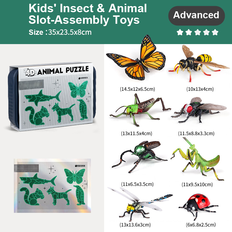 🔥 50% DE RÉDUCTION ! ✨ Jouets Assemblage Insectes & Animaux - 3 Niveaux de Difficulté, Matériaux Non Toxiques, Pédagogique 🎨⚙️