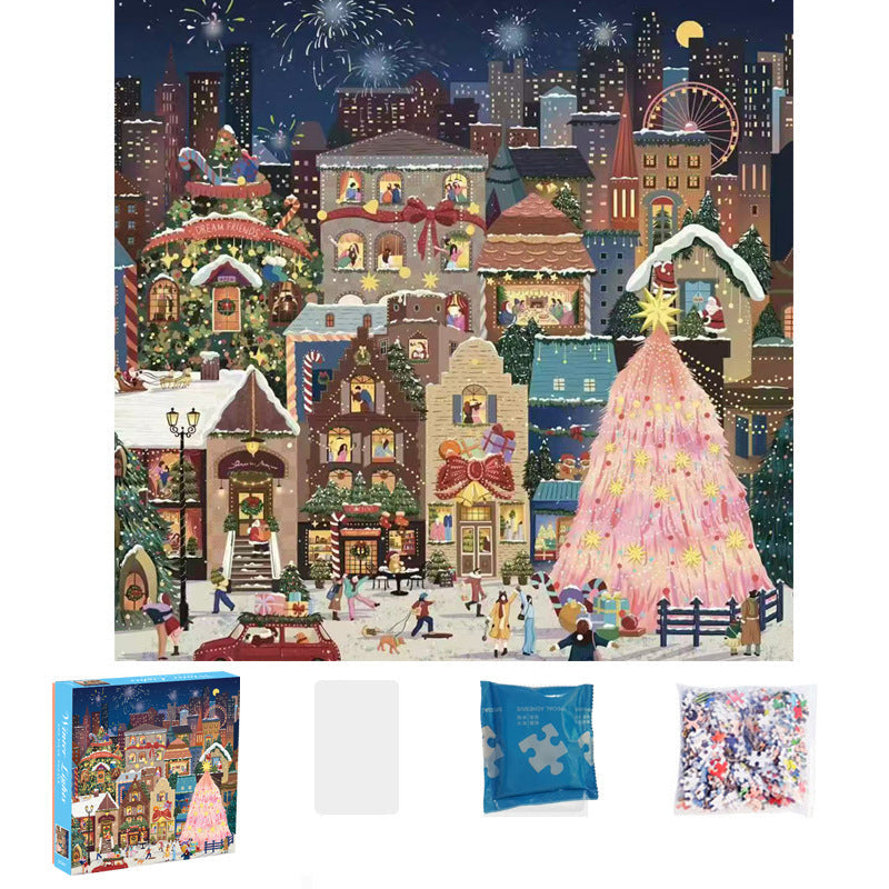 Puzzle de Noël de 500 pièces avec feuille d'or