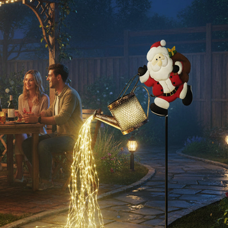 Arrosoir solaire créatif en forme de Père Noël pour Noël