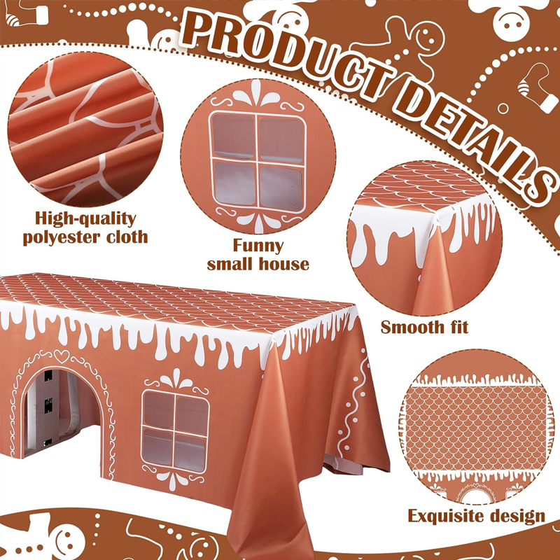 Nappe de Noël avec motif de maison en pain d'épices