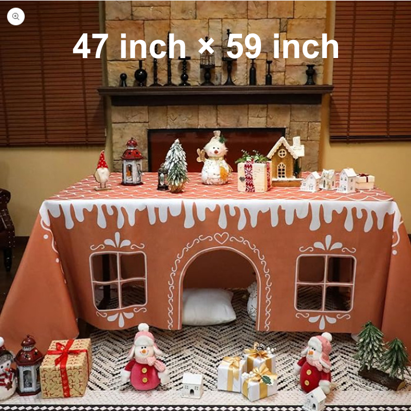 Nappe de Noël avec motif de maison en pain d'épices