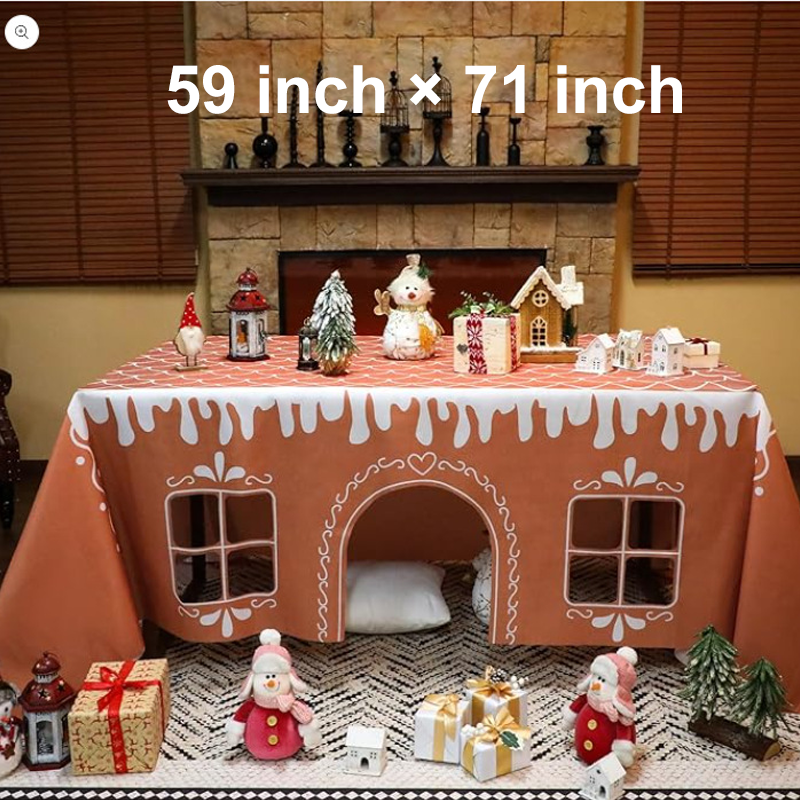 Nappe de Noël avec motif de maison en pain d'épices