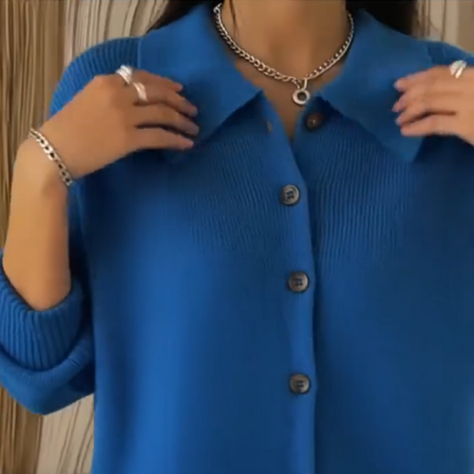 🎄Offre de Noël : 50 % de réduction💖Cardigan douillet avec col et revers en maille côtelée🧥