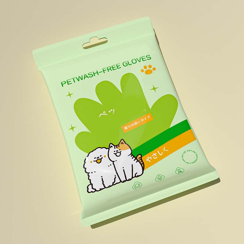 Gants de toilettage sans rinçage pour animaux domestiques avec effet neutralisant les odeurs