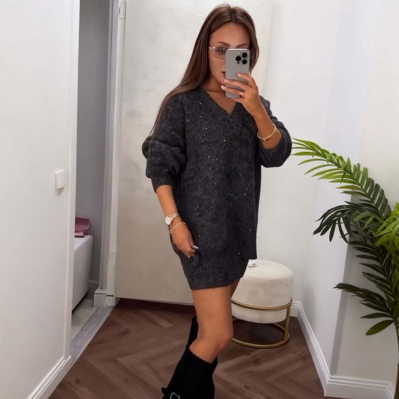 Ensemble chic pour femme composé d'un pull à manches longues et d'une jupe