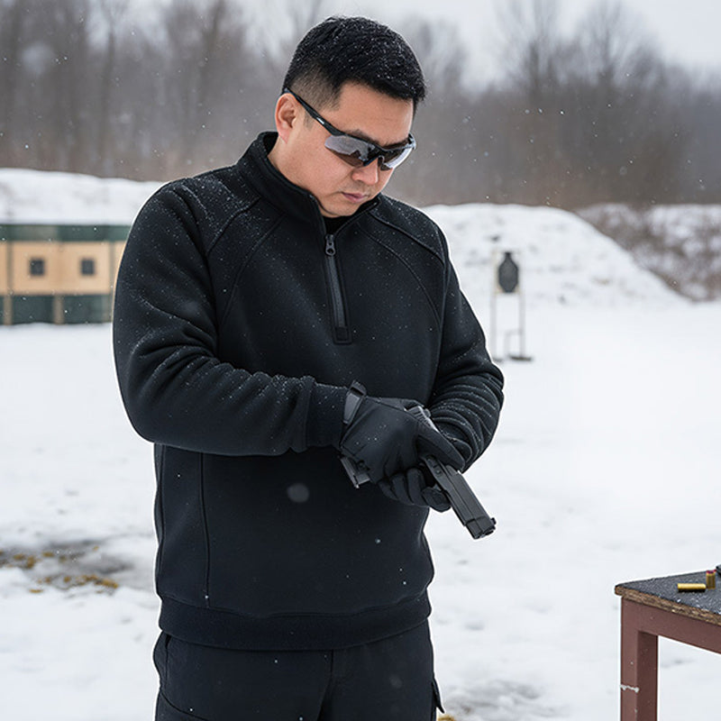 Sweat-shirt à fermeture éclair quart de longueur pour hommes, grande taille