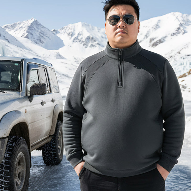 Sweat-shirt à fermeture éclair quart de longueur pour hommes, grande taille