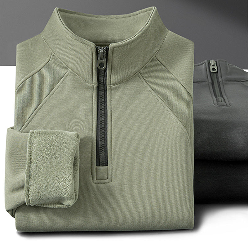 Sweat-shirt à fermeture éclair quart de longueur pour hommes, grande taille