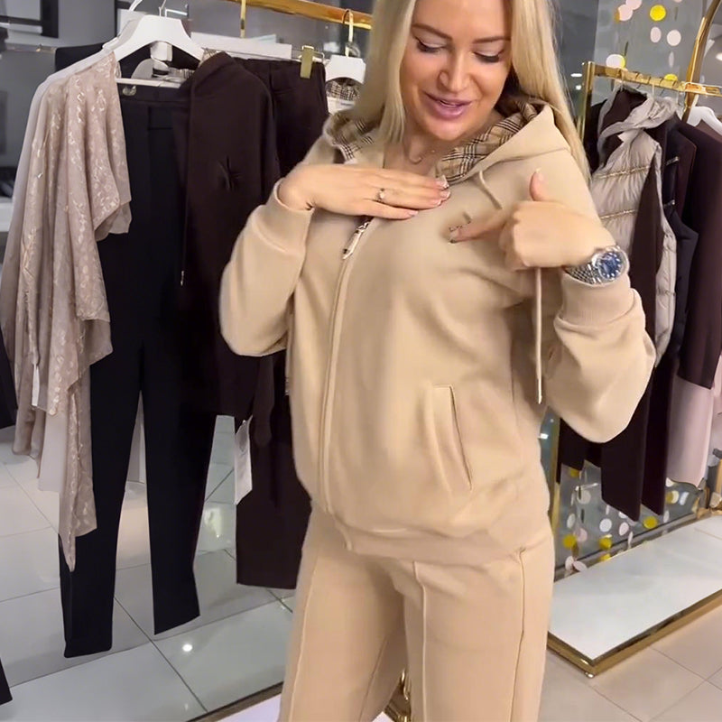 Ensemble sweat à capuche imprimé ours pour femme