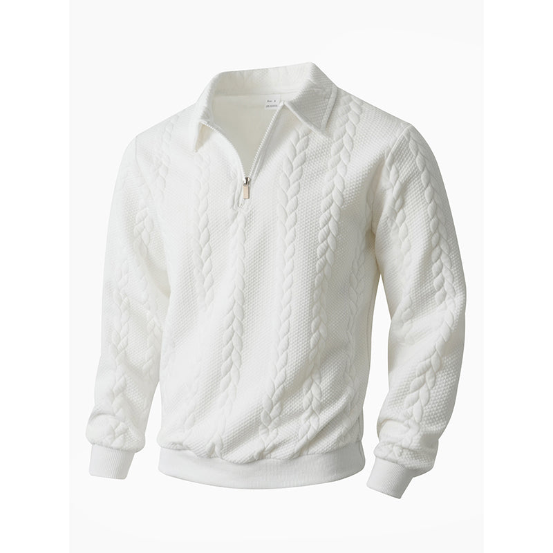 Pull-over décontracté à demi-zip et à torsades pour homme