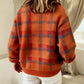 Pull-over à boutons en tricot plaid confortable pour femmes