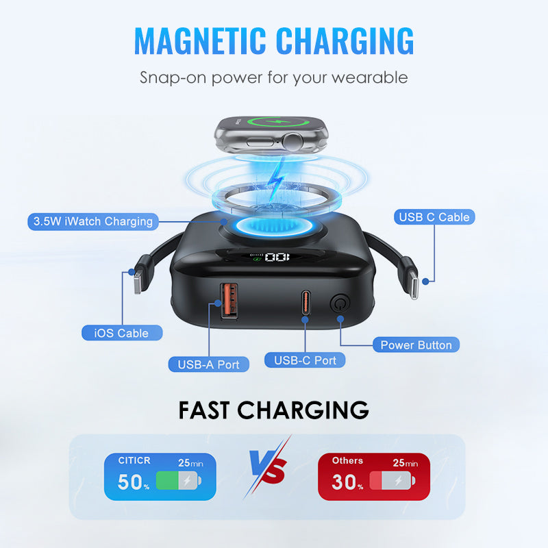 📢📢50 % DE RÉDUCTION !!!⏰Batterie externe portable à recharge rapide par aimant