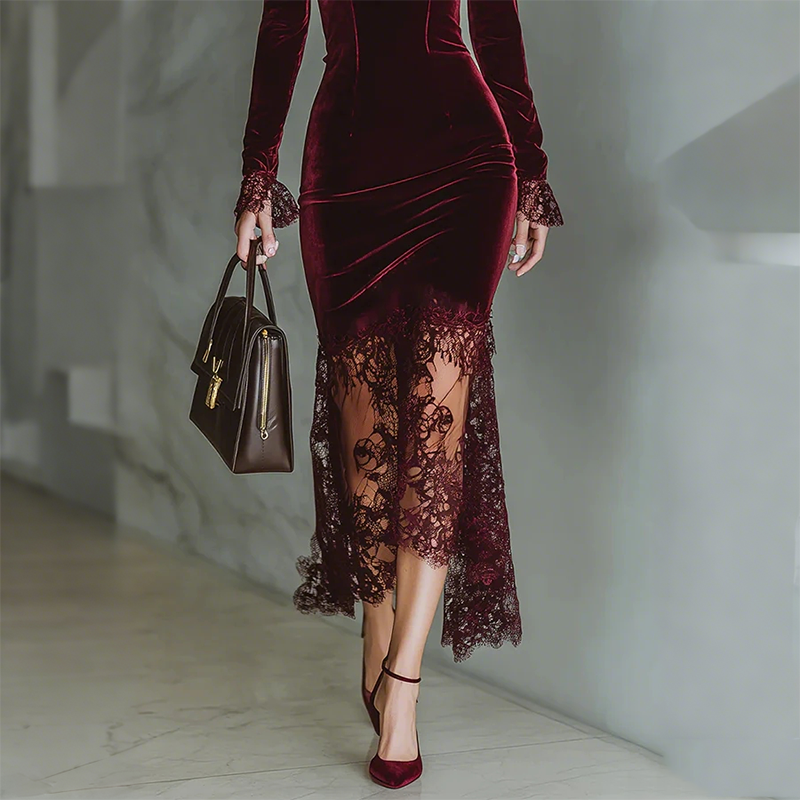 💗Offre exceptionnelle Black Friday – 50 % de réduction !💗Robe en dentelle pour femme avec encolure carrée