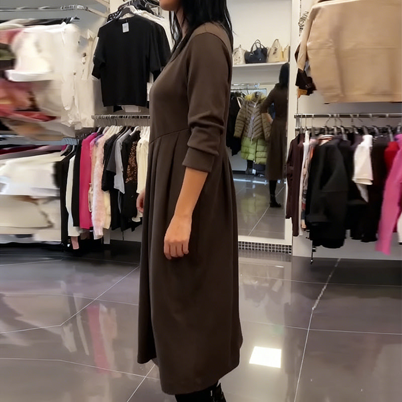 Robe décontractée à encolure ronde, couleur unie