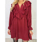 Mini-robe trapèze à volants et encolure en V pour femme