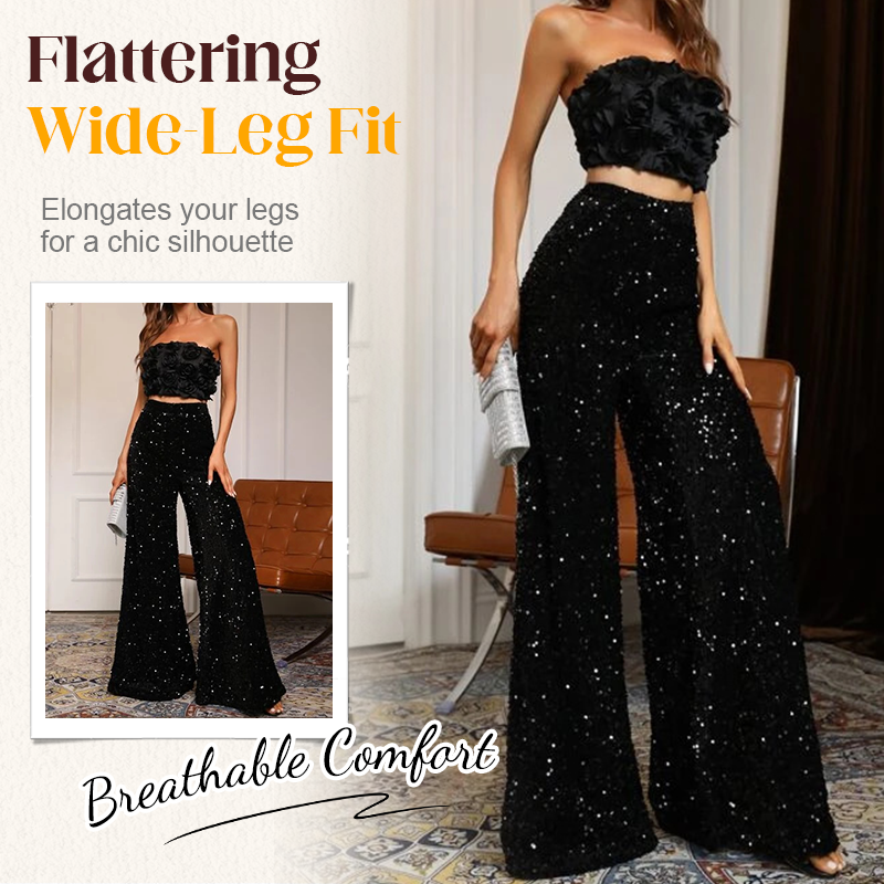 💖DERNIER JOUR DE SOLDES 50 % DE RÉDUCTION💃Pantalon large à paillettes pour femme