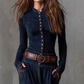 Robe vintage à col montant et boutons