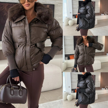 Doudoune chic pour femme avec col en fausse fourrure