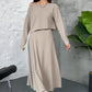 🔥Nouveautés🔥Ensemble 2 pièces tricoté pour femme avec robe mi-longue et haut court