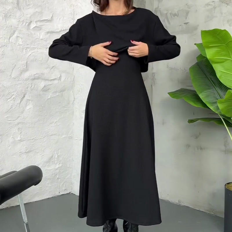 🔥Nouveautés🔥Ensemble 2 pièces tricoté pour femme avec robe mi-longue et haut court