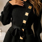 Pull asymétrique à manches longues et ceinture pour femme