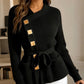 Pull asymétrique à manches longues et ceinture pour femme