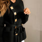 Pull asymétrique à manches longues et ceinture pour femme