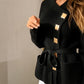 Pull asymétrique à manches longues et ceinture pour femme