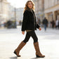 Bottes Compensées en Suédine pour Femme pour l'Automne