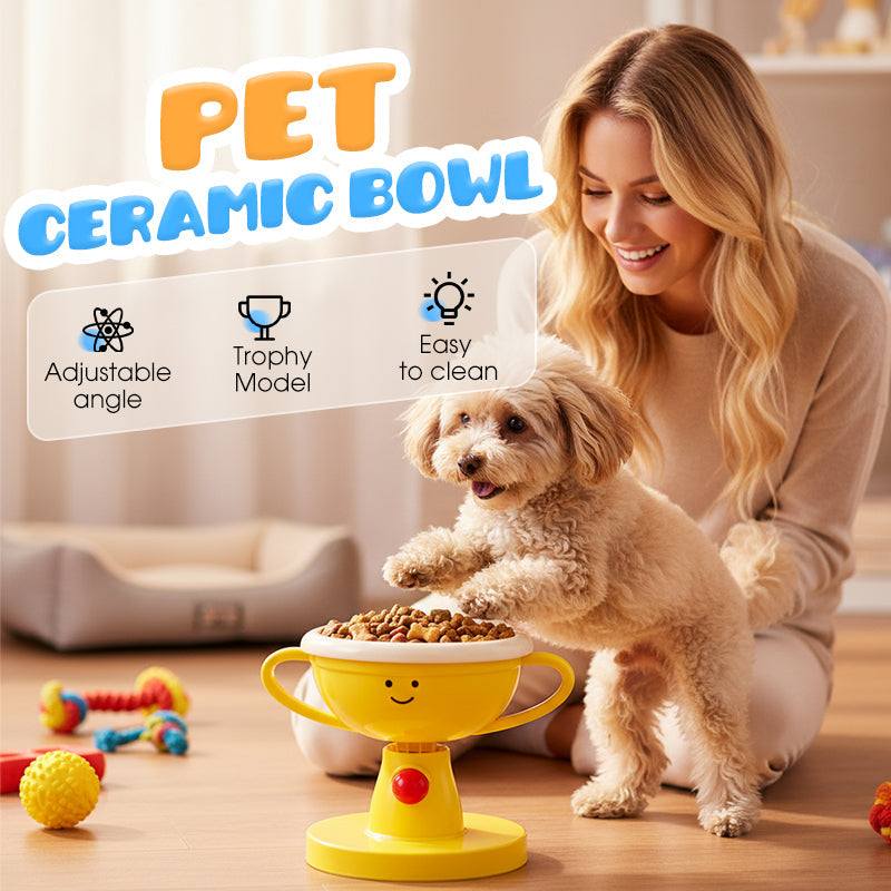 😻📢Dernier jour : 50 % de réduction 🐶🌟 Mangeoire réglable en forme de trophée pour animaux de compagnie