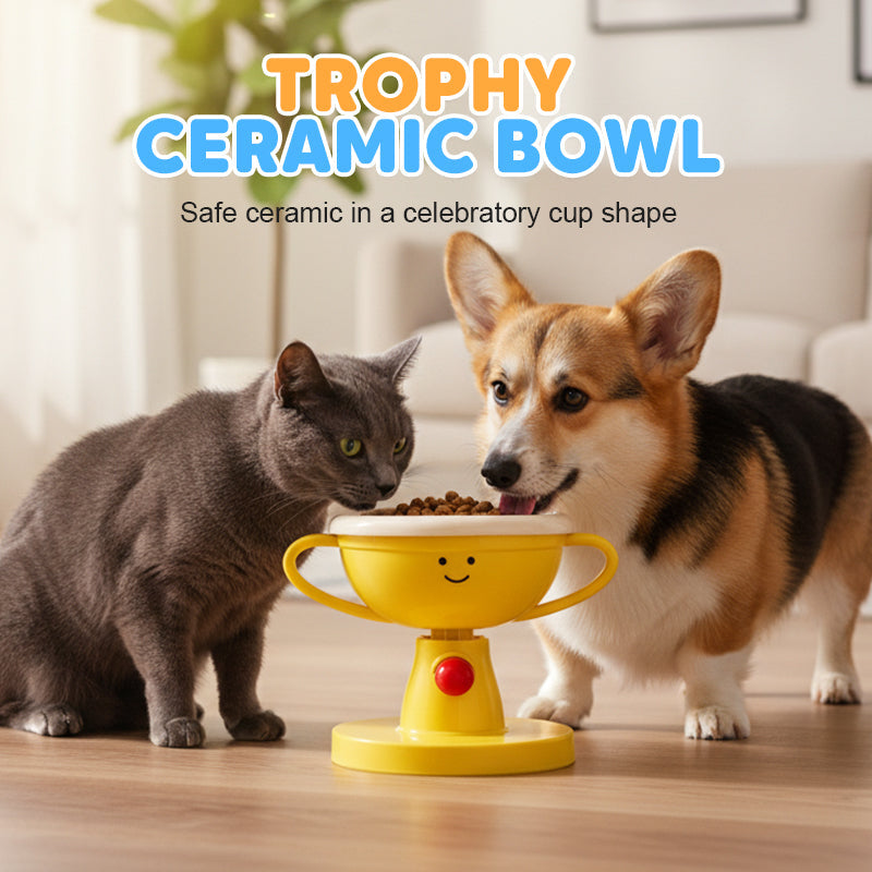 😻📢Dernier jour : 50 % de réduction 🐶🌟 Mangeoire réglable en forme de trophée pour animaux de compagnie