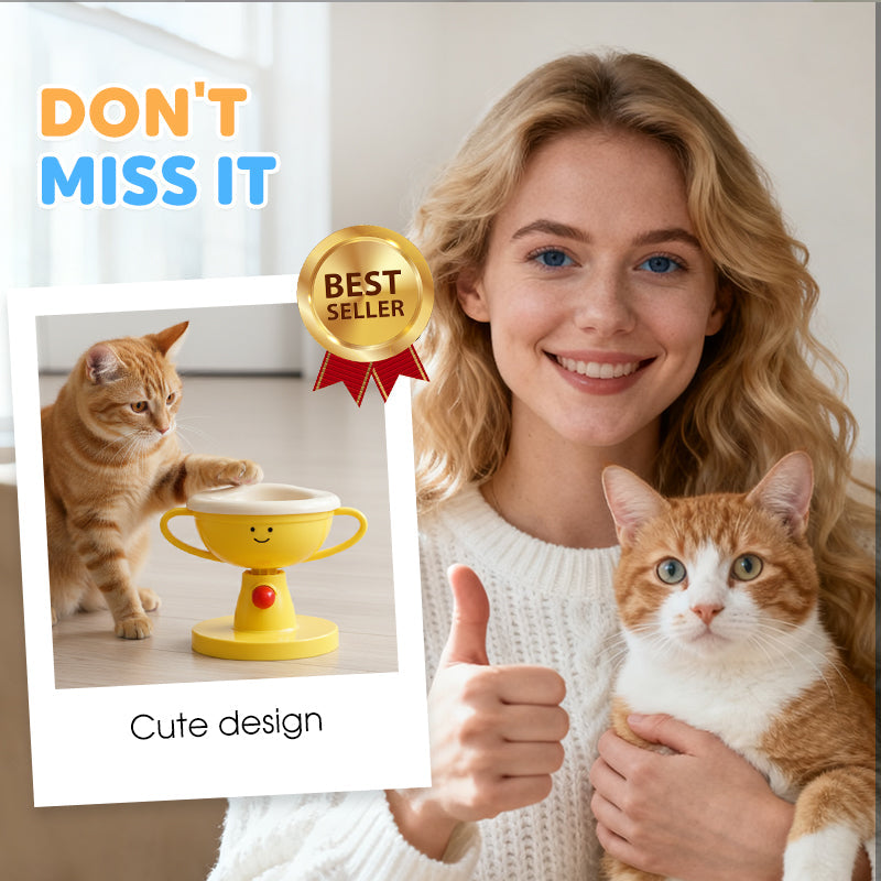 😻📢Dernier jour : 50 % de réduction 🐶🌟 Mangeoire réglable en forme de trophée pour animaux de compagnie