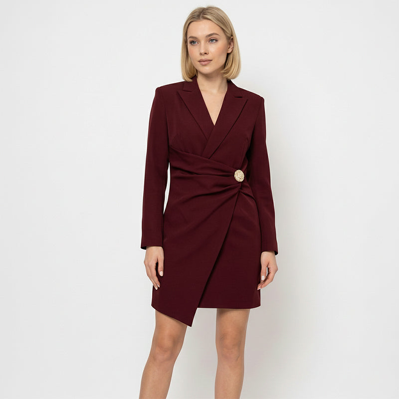 Mini-robe élégante à col en V et coupe cache-cœur pour femme