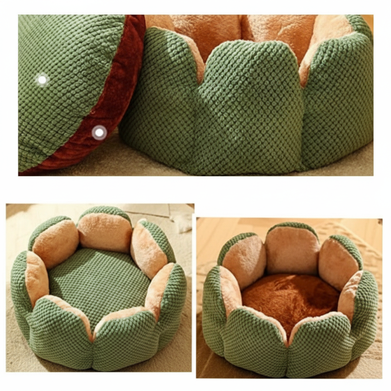 Lit pour animaux en forme de pétale Cozy Cactus