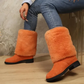 Bottes mi-mollet pour femmes avec revers en peluche
